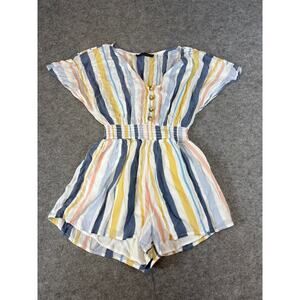 Vintage Abercrombie & Fitch Striped Romper Shorts Womens Small Multicolor Y2K